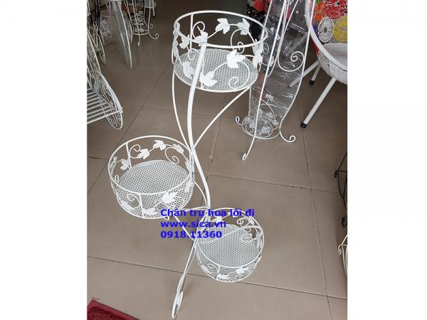 Kệ hoa trang trí kiểu tròn - màu trắng