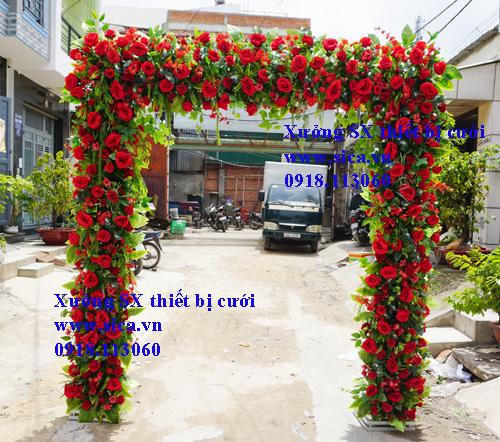 Cổng cưới hoa hồng đỏ mới đẹp nhất