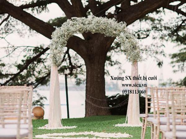 Cổng cưới hoa Bi trắng, mẫu lạ đẹp