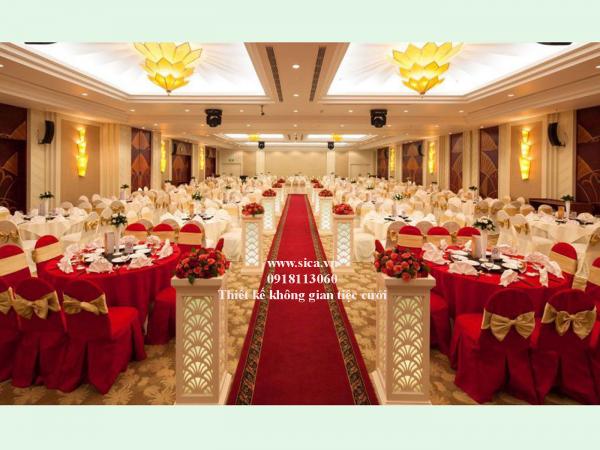Thiết kế chân hoa lối đi nhà hàng tiệc cưới