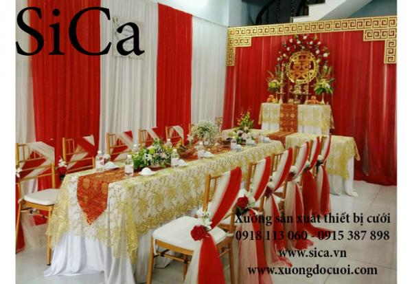 Khăn phủ bàn gia tien đám cưới