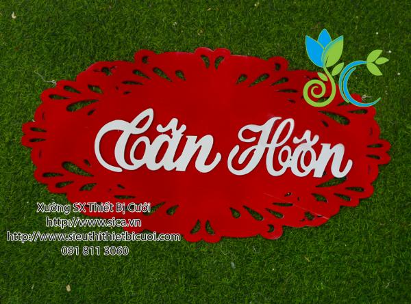 Bảng tên tân hôn bảng đỏ chữ trắng