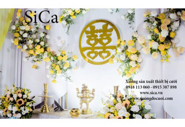 Bàn thờ gia tiên tiệc cưới mới nhất hiện nay