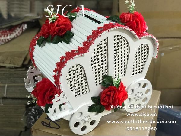 Thùng tiền xe ngựa gỗ màu trắng