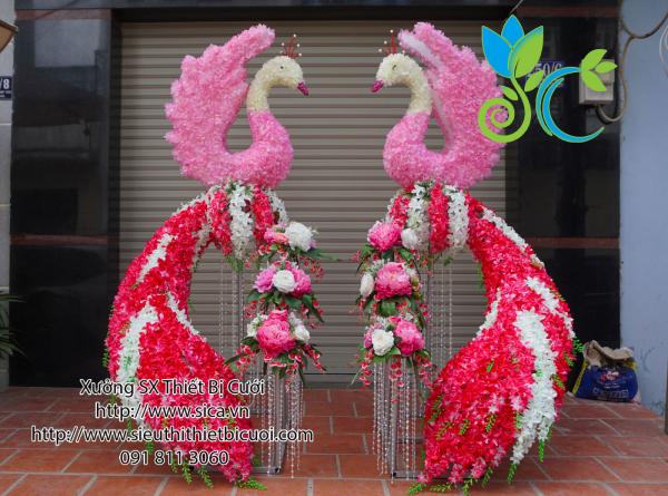 cổng chim công kết hoa lan hồng