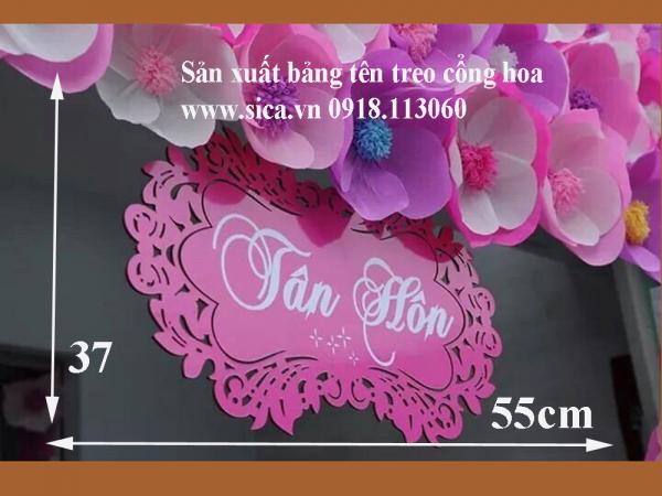 Bảng tên tân hôn - vu quy- đính hôn- thành hôn nơ màu hồng