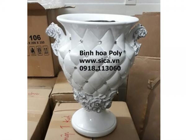 Bình cắm hoa poly nghệ thuật trắng