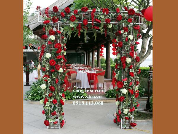 Cổng hoa cưới hoa hồng