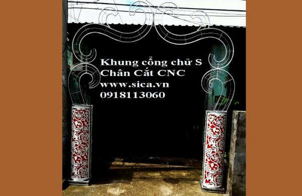 Khung cổng cưới chử S chân chân Cắt CNC