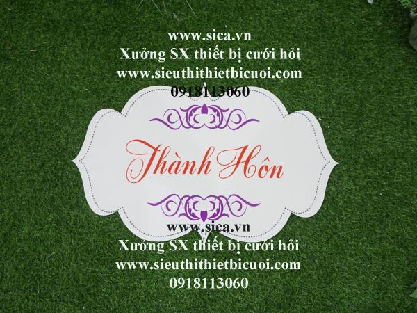 Bảng tên thiết kế chữ thành hôn treo cổng hoa cứới nền trắng