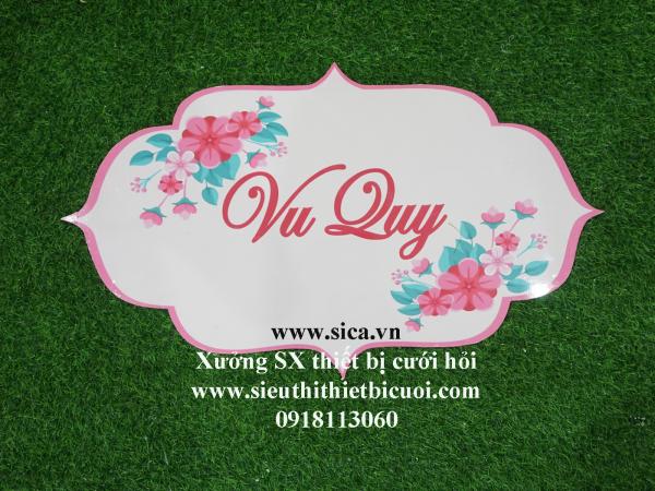 Bảng tên thiết kế chữ Vu Quy treo cổng hoa cứới- chữ đỏ