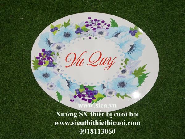 Bảng tên thiết kế chữ Vu Quy treo cổng hoa cứới  Ovan