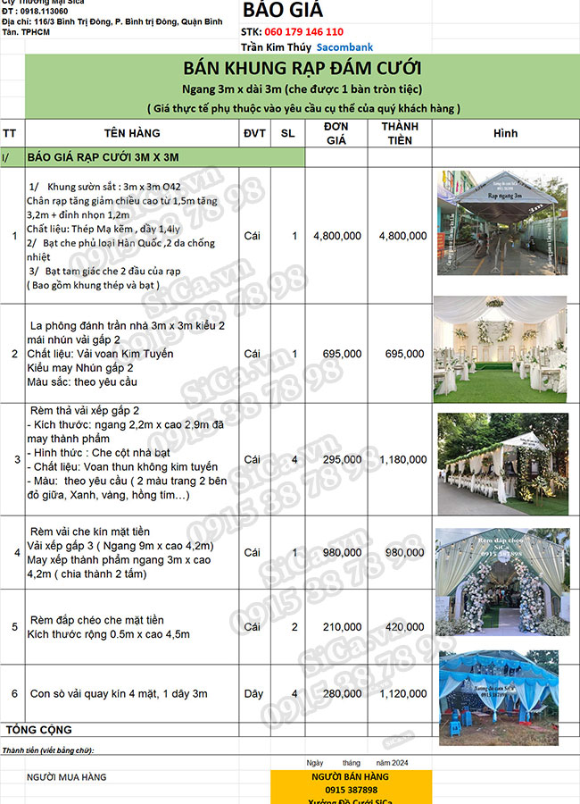 Rạp cưới rèm màn đám cưới mẫu mới nhất