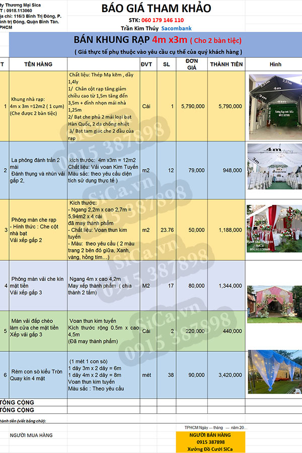 Nơi bán khung rạp cưới mới nhất