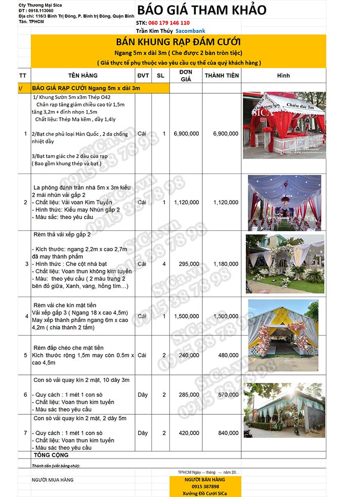 Nơi sản xuất bàn rạp cưới hiện đại