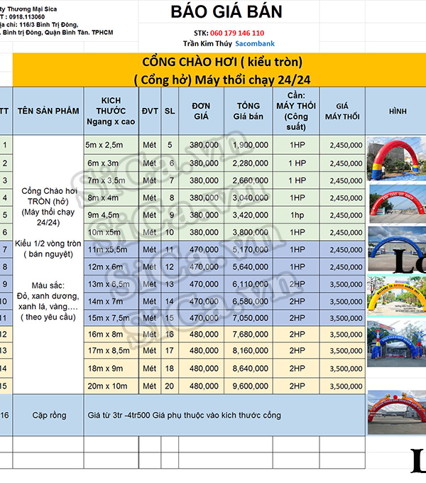Cổng hơi mới nhất 