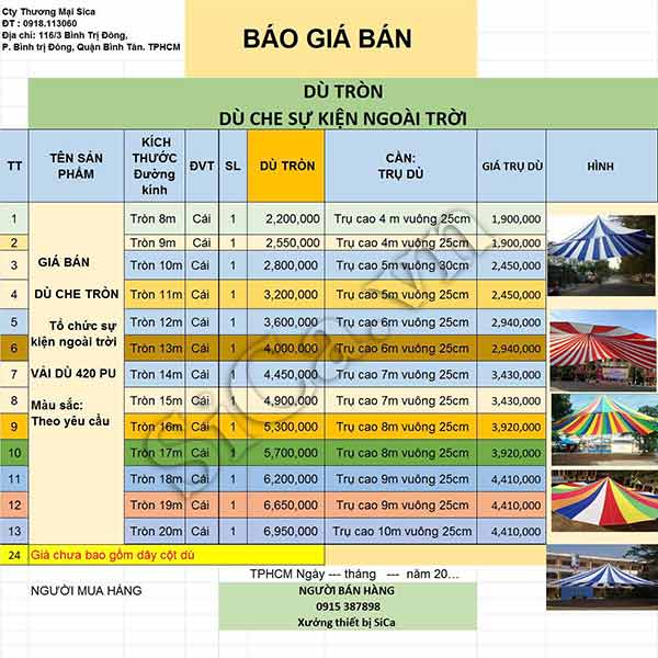 Nơi bán dù che sự kiện ngoài trời giá rẻ