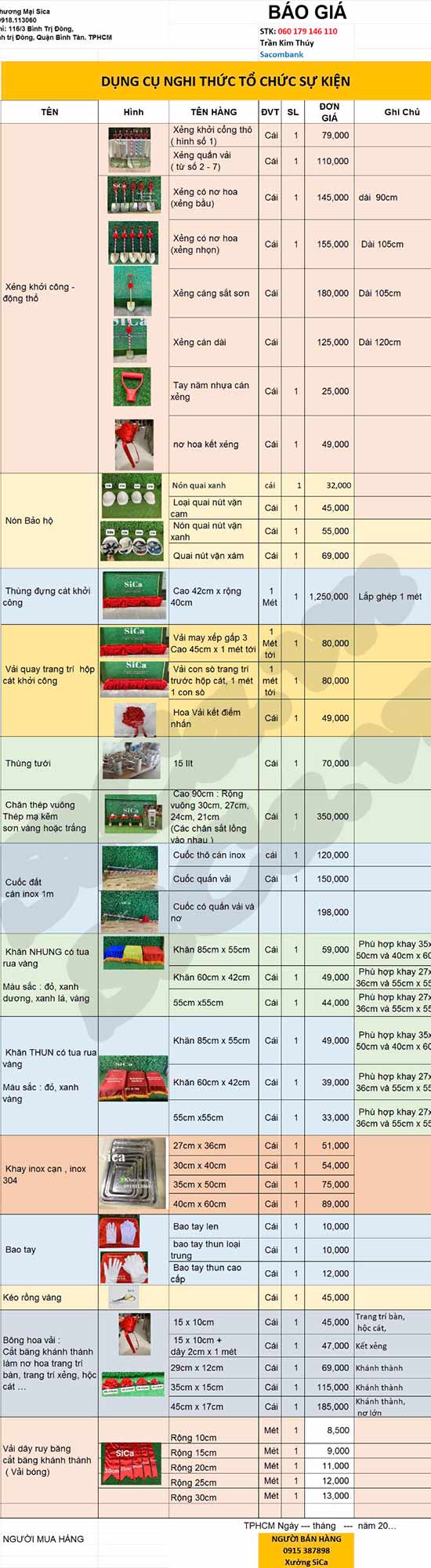 Báo giá trọn bộ thiết bị khánh thành, thiết bị khai trương mới nhất